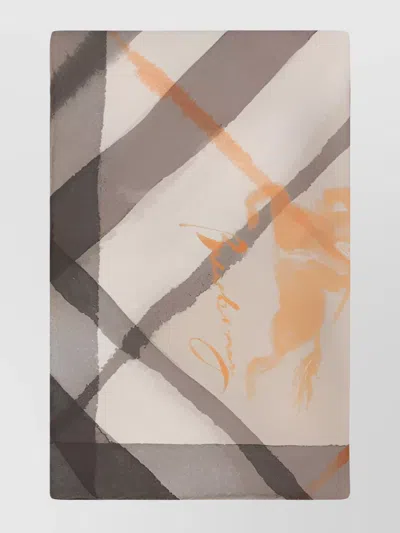 Burberry Refined Silk Scarf Abstract Pattern In Beige
