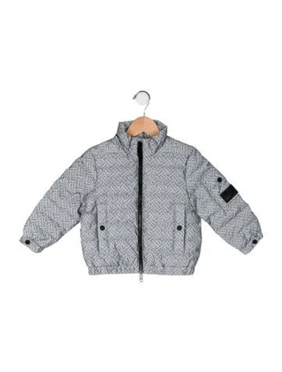 Pre-owned Burberry Babies' Reflective Monogram Logo Puffer Jacket In Gray