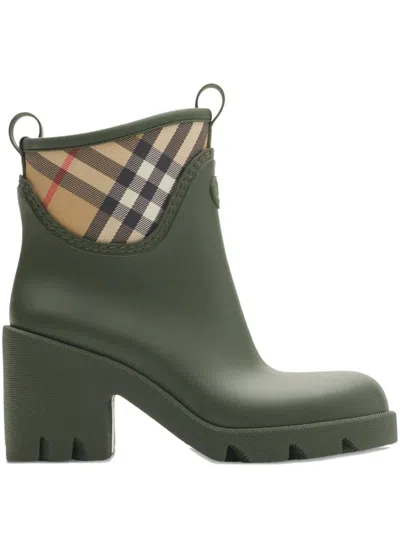 Burberry Regenstiefel Mit Kariertem Absatz In Green