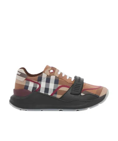 Burberry Men's Ramsey Check Low-top Sneakers In Multi