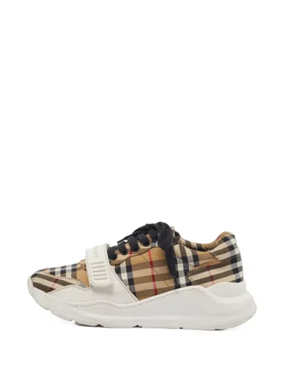 Pre-owned Burberry Regis House Check Sneakers In Neutrals
