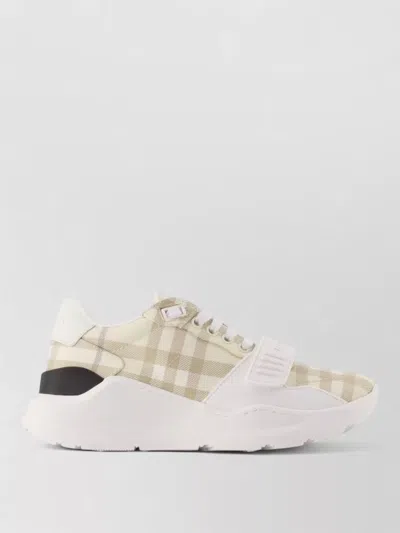 Burberry Regis Large Check Nylon Sneakers Rubber In Neutral