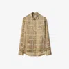 Burberry Regular Fit Belt Check Viscose Shirt In Multi