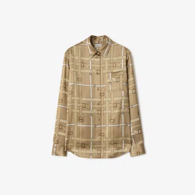 Burberry Regular Fit Belt Check Viscose Shirt In Multi