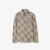Burberry Regular Fit Check Cotton Shirt In Neutral