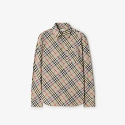Burberry Regular Fit Check Cotton Shirt In Neutral