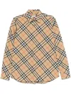 Burberry Button-down Collar Checked Pattern Shirt In Beige