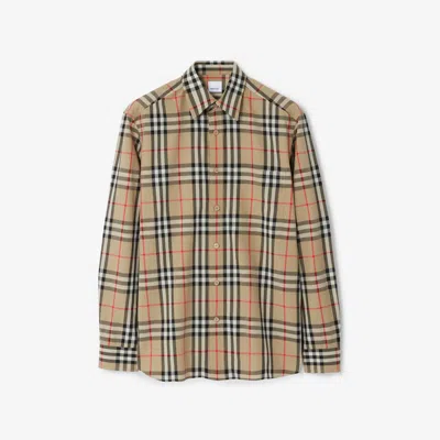 Burberry Regular Fit Check Cotton Shirt In Multi