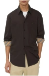 Burberry Regular Fit Cotton Poplin Shirt In Brown