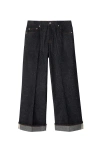 Burberry Straight Leg Rolled Cuff Denim Trousers In Black