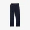 Burberry Straight Leg Trousers Contrast Stitching In Indigo