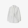 Burberry Belted Pinstriped Cotton-poplin Shirt In String/coal
