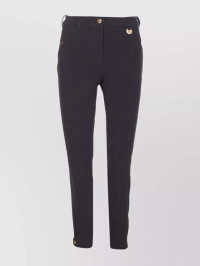 Burberry Regular Fit Trousers With Button On Cuffs In Black