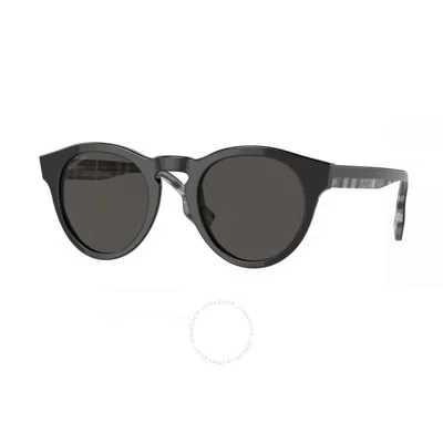Burberry Reid Dark Grey Round Men's Sunglasses Be4359 399687 49 In Grey/red