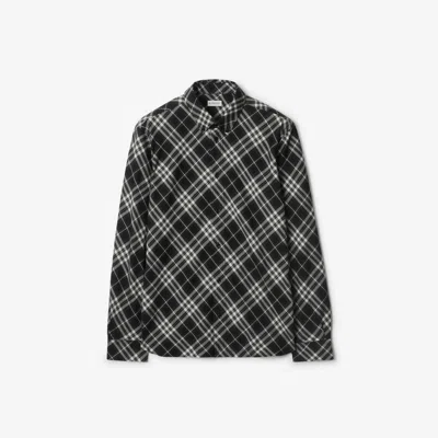 Burberry Relaxed Fit Check Cotton Flannel Shirt In Black