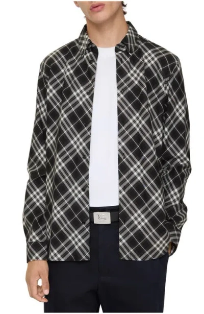 BURBERRY BURBERRY RELAXED FIT CHECK COTTON FLANNEL SHIRT