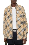 Burberry Relaxed Fit Check Cotton Flannel Shirt In Neutral