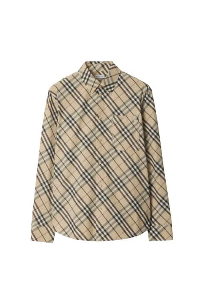 Burberry Relaxed Fit Check Cotton Shirt In Alabaster