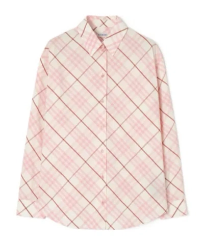 Burberry Relaxed Fit Check Cotton Shirt In Pink