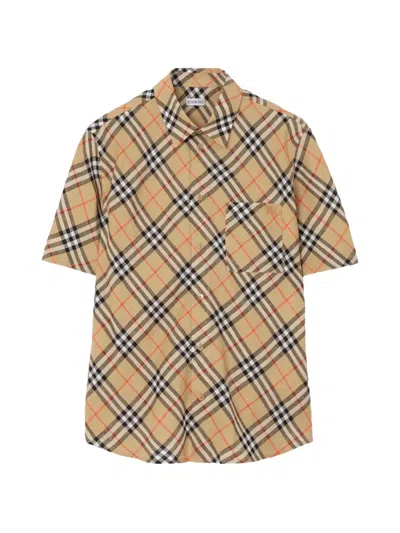 Burberry Vintage Check Pattern Classic Collar Short Sleeve Shirt In Neutral