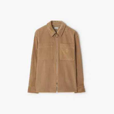 Burberry Logo-embroidered Corduroy Shirt Jacket In Teddy