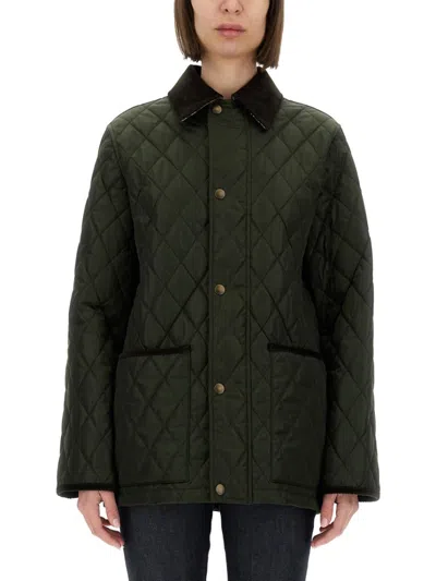 Burberry Relaxed Fit Diamond Quilted Jacket In Military Green
