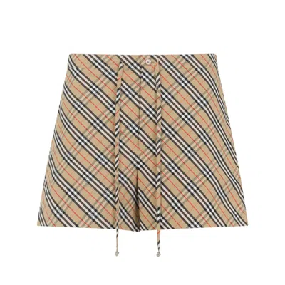Burberry Relaxed Fit Plaid Cotton Bermudas In Neutral