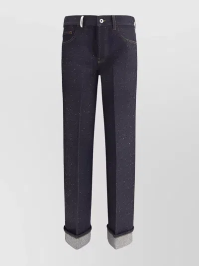 Burberry Relaxed Straight Leg Jeans With Rolled Hems In Blue