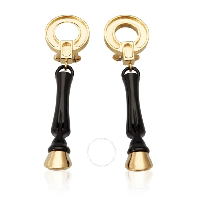 Burberry Resin And Gold-plated Hoof Drop Earrings In Black / Light Gold In Black/light Gold