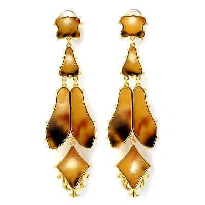 Pre-owned Burberry Resin And Gold-plated Regal Butterly Drop Earrings In Multi
