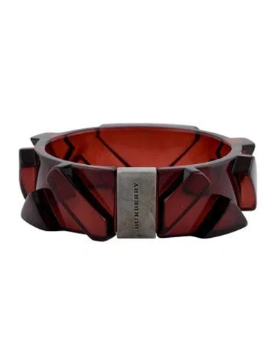 Pre-owned Burberry Resin Geometric Bangle Bracelet, 8" In Brown