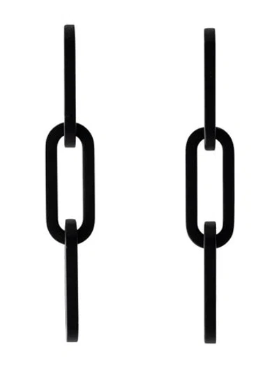 Pre-owned Burberry Resin Link Drop Earrings In Black