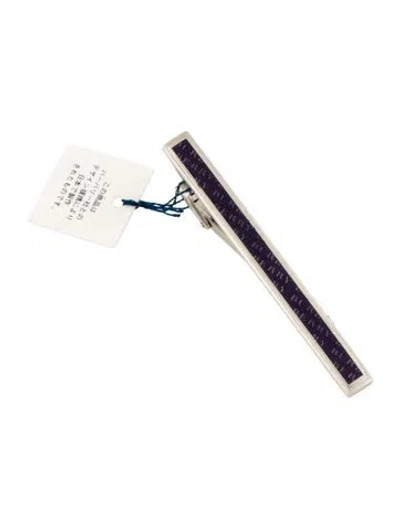 Pre-owned Burberry Resin Logo Tie-bar In Blue
