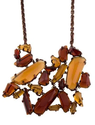 Pre-owned Burberry Resin Prorsum Albury Statement Necklace, 30.5" In Brown/yellow
