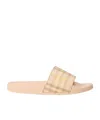 Burberry Checkered Pattern Flat Sole Slide Sandals In Neutral