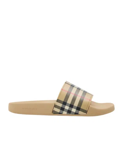 Burberry Retro Plaid Slippers In Brown