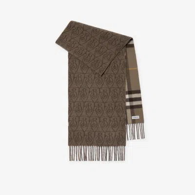 Burberry Reversible B Shield Cashmere Scarf In Brown