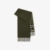 Burberry Reversible B Shield Cashmere Scarf In Green