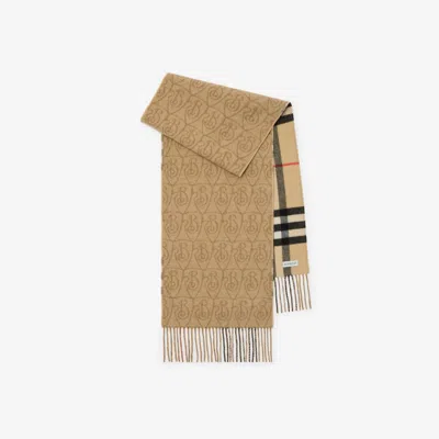 Burberry Reversible B Shield Cashmere Scarf In Sand