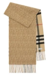 Burberry Reversible B Shield Cashmere Scarf In Brown