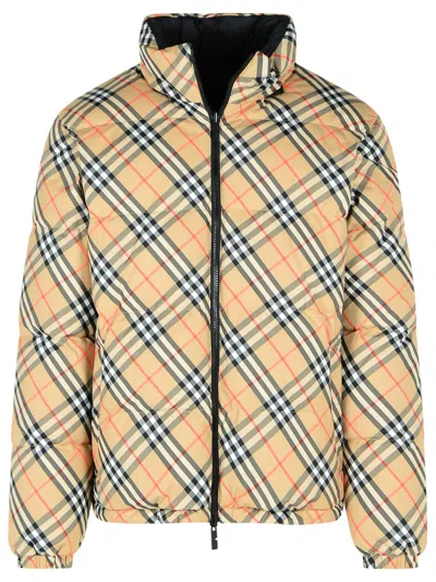 BURBERRY BURBERRY REVERSIBLE BEIGE POLYESTER 'SNOWDON' DOWN JACKET MEN