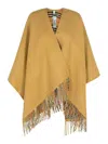 Burberry Reversible Check Beige Wool Cape In Nude