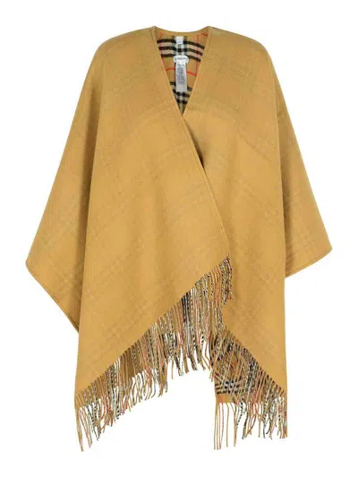 BURBERRY REVERSIBLE BEIGE WOOL CAPE