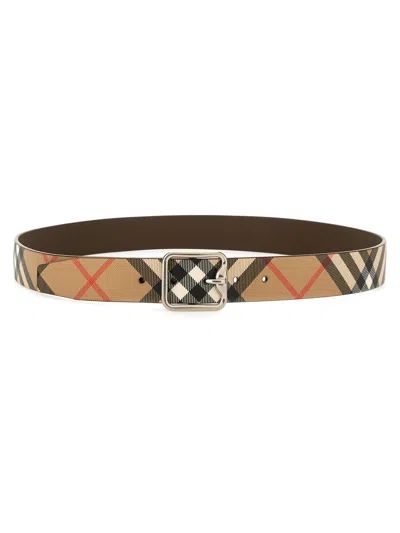 Burberry Reversible Belt "check B" In Brown