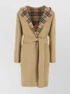 Burberry Checked-detail Wrap Coat In Brown
