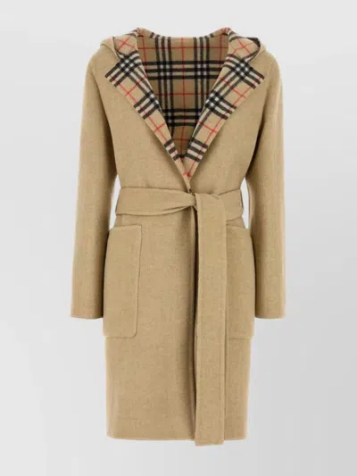 BURBERRY REVERSIBLE BELTED WAIST WOOL COAT