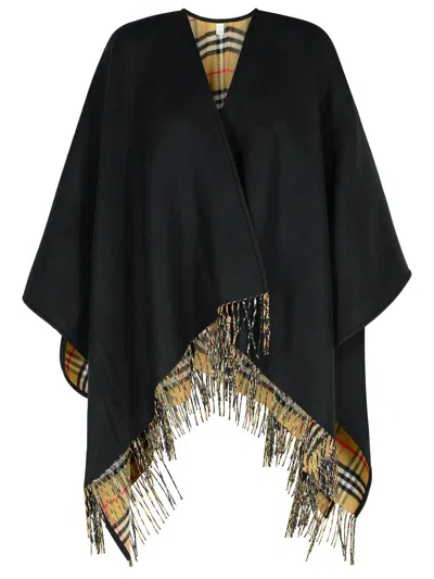 Burberry Reversible Black Wool Cape Women