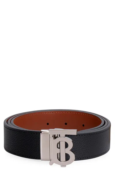 Burberry Reversible Calf Leather Belt With 3.5 Cm Height And 3.5x4 Cm Buckle In Black