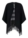 Burberry Wool Reversible Check Cape In Black