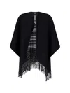 Burberry Wool Reversible Check Cape In Black